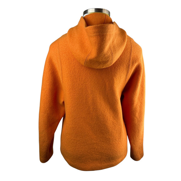 Geiger Austria Boiled Wool Coat Cardigan Jacket Hooded Button Orange Size 36 - Picture 9 of 16